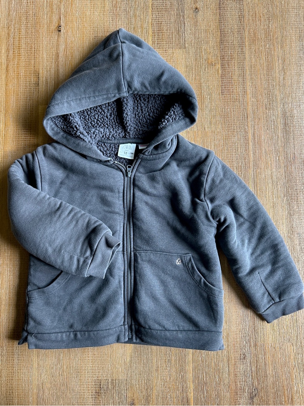 Zara Baby Sherpa Lined Zip-Up Hoodie, Size 3-4 Years